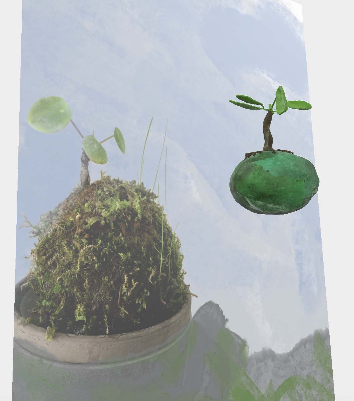 Pilea Kokedama